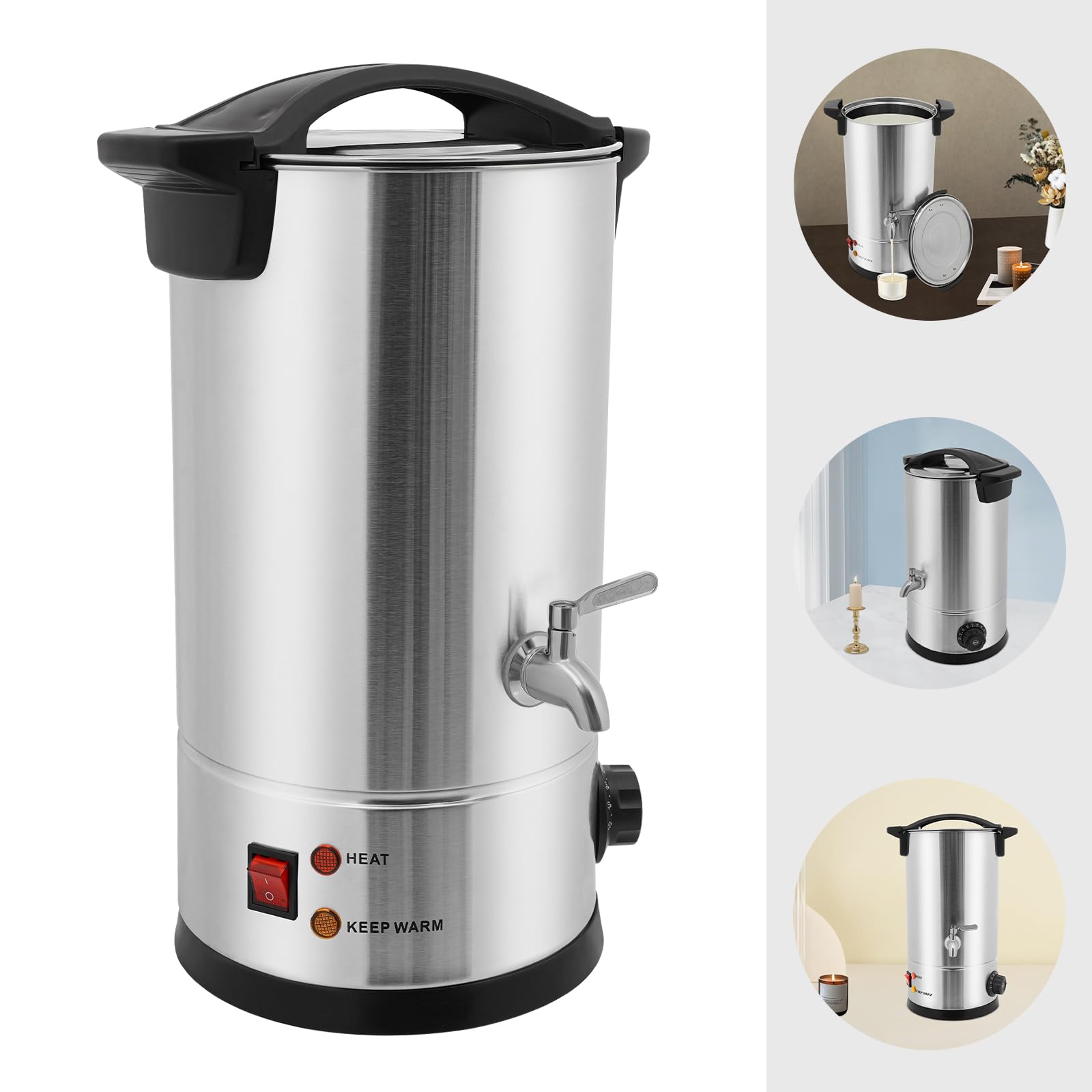 Profesjonalny piec do topienia wosku, 1800 W, 1800 W, ze stali nierdzewnej, regulacja temperatury 30-110°C, do wosku do depilacji, produkcji świec i mydła, srebrny