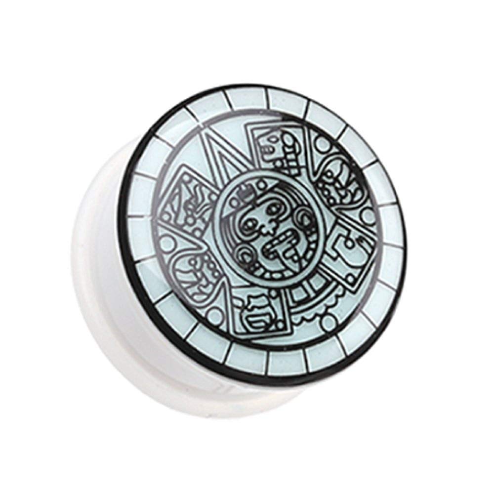 Covet Jewelry Glow in the Dark Mayan Calendar Single Flared Ear Gauge Plug