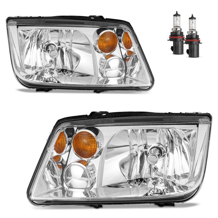 Image of Headlights Halogen for 99-05 Volkswagen Jetta Mk4 With Bulbs | W /Bulbs Headlights Assembly for 1999-2005 VW Jetta Mk4 Models, 1999-2005 Volkswagen Bora Chrome,Left & Right Side