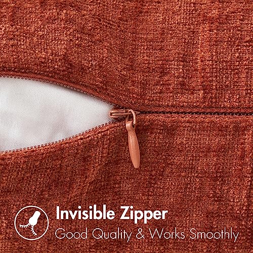 Miulee 2P_XXNE18IN-5 Fall Pack Of 2 Couch Throw Pillow Covers 18X18 Inch Soft Burnt Orange Chenille Pillow Covers For Sofa Living Room Solid Dyed Pillow Cases thumb #2