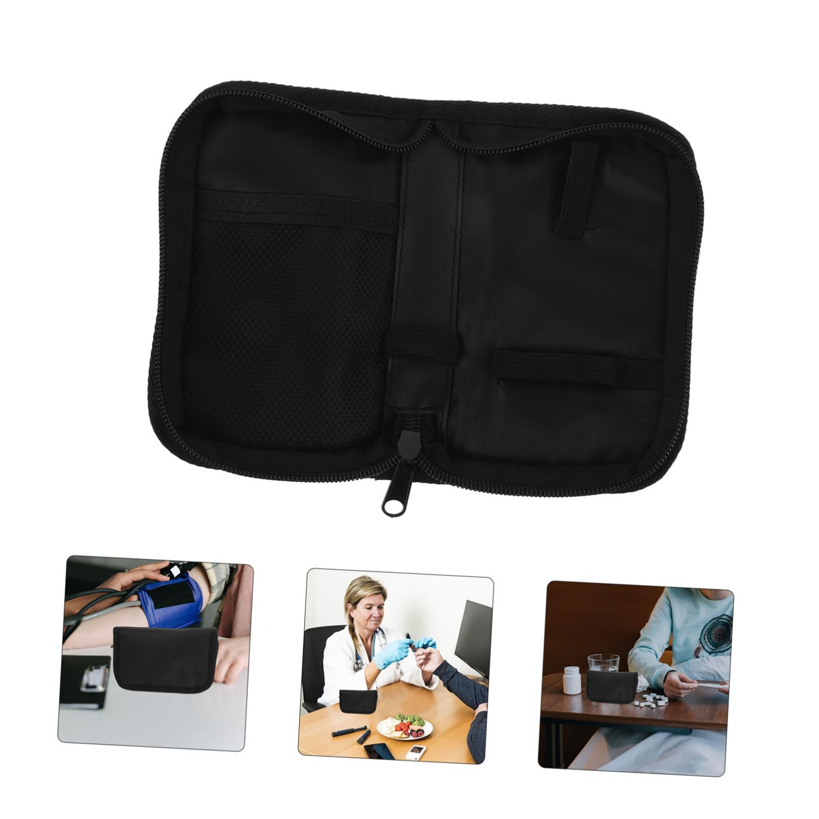 CALLARON 15 Pezzi Borsa per la conservazione del glucometro custodia portatile buste portaoggetti copertura del glucometro custodia per portatile Fodera 210d Black