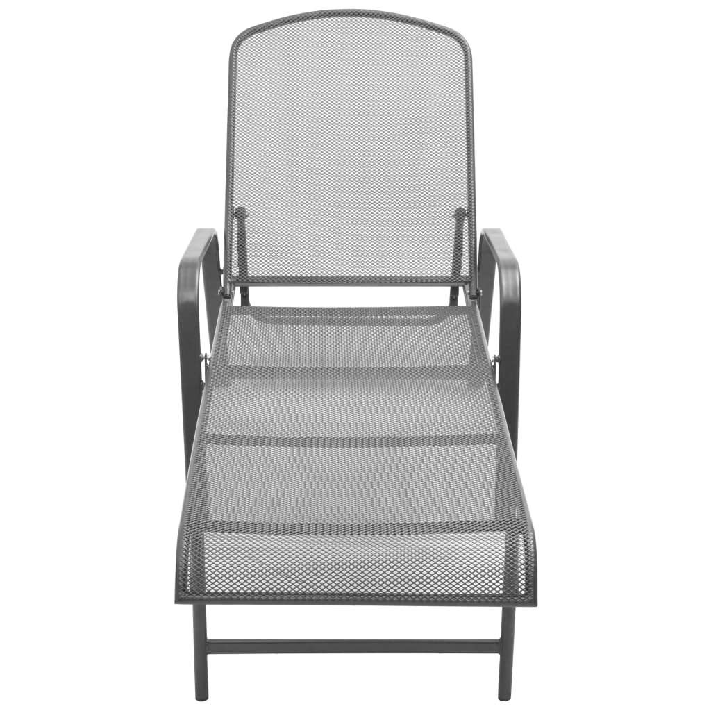 Sonnenliege Stahl Anthrazit mit 5-Fach Verstellbarer Rückenlehne für Garten, Terrasse, Balkon, Pool, Outdoor, Camping, wetterfest und ergonomisch Design, langlebig