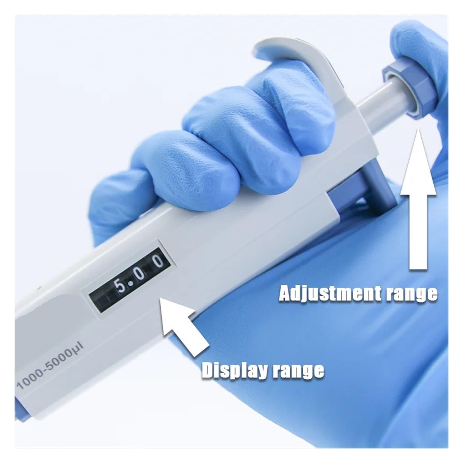 Pipeta, Dispensador de muestra de micropipeta de 100:1000 ul, pistola de pipeta de laboratorio ajustable de un solo canal digital