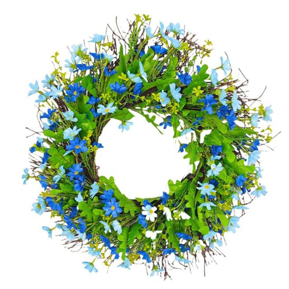 CTRLZS Spring Wreath for Front Door Artificial Spring Front Door Garland Bright Color Wildflower Wreath for Porch Fireplace