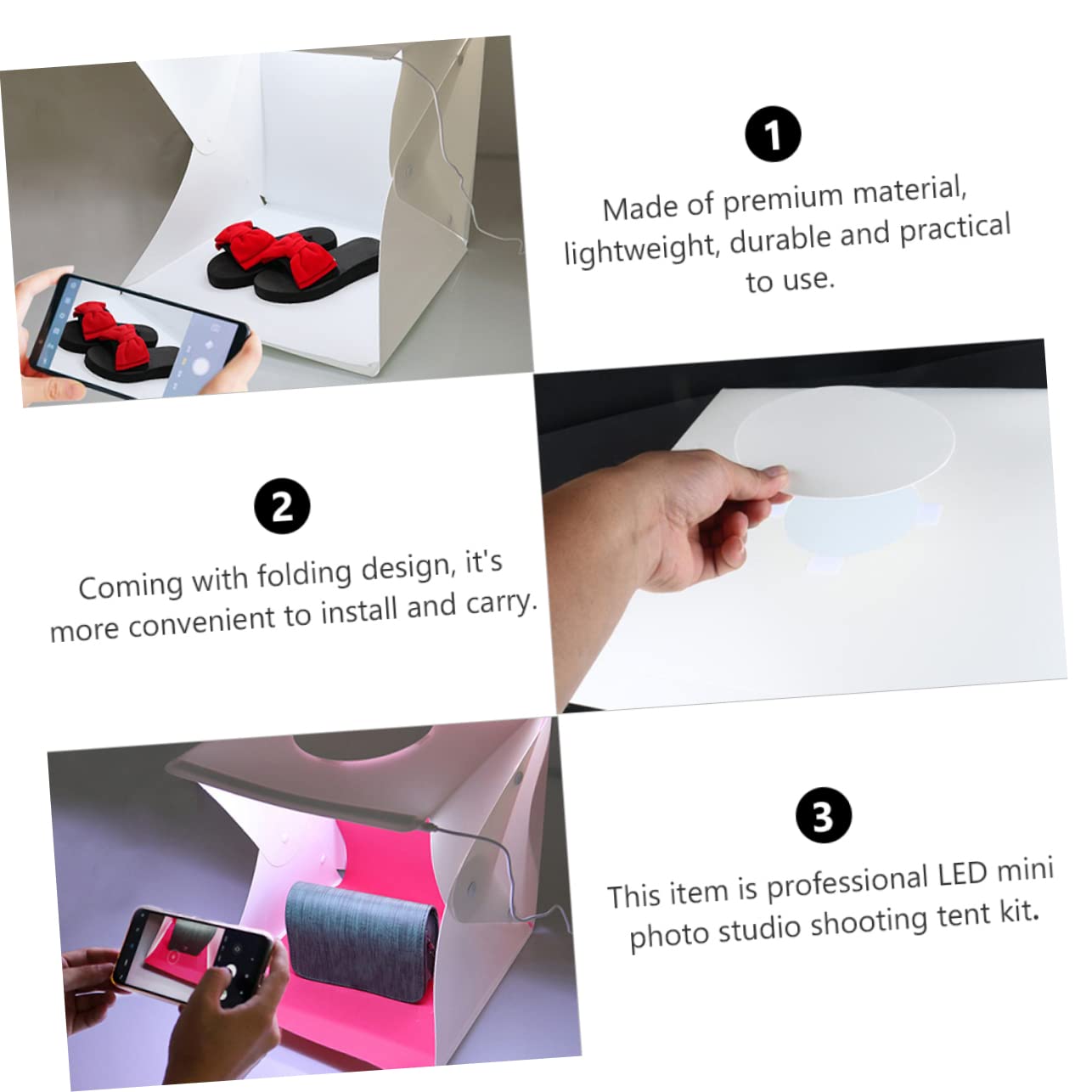 OSALADI 1 Petite Boîte de Photo Tente Lumineuse USB Portable 40 Cm LED pour Photographie de Produits E-Commerce