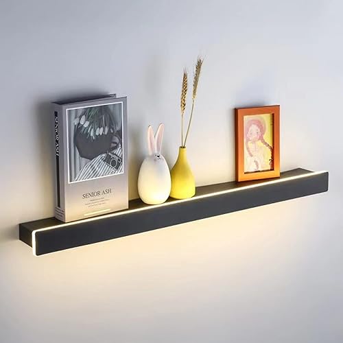 2 Pack 31.5INCH Long Shape Modern LED Wall Light,24W Warm White 110V Black Shelf led Wall Mount Lighting Fixture Rectangular Indoor Display Shelves