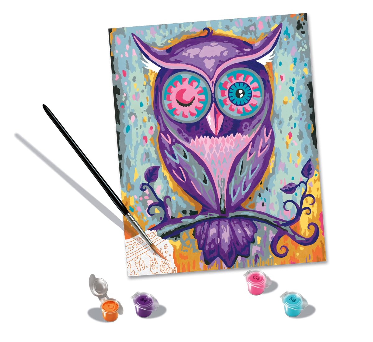 Ravensburger - CreArt Il Sogno della Civetta, Kit per Dipingere con i Numeri, Contiene Tavola Prestampata 24x30 cm, Pennello, Colori e Accessori, Gioco Creativo e Relax per Adulti 14+ Anni