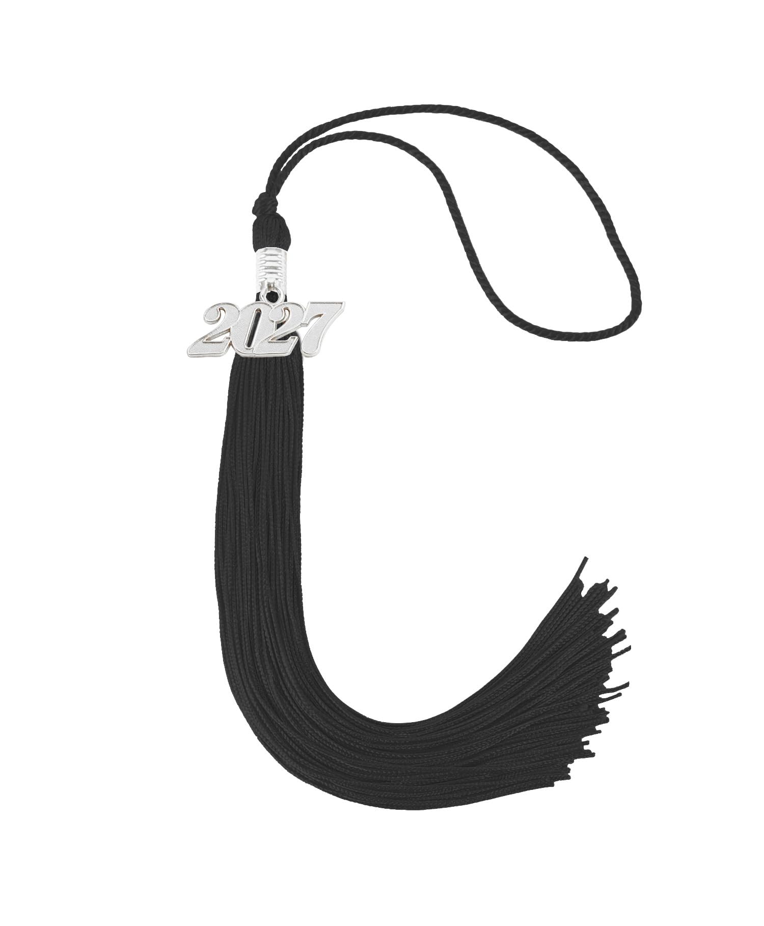 Graduation Tassel 2027 for Grad Cap,Black Tassel with Silver Charm