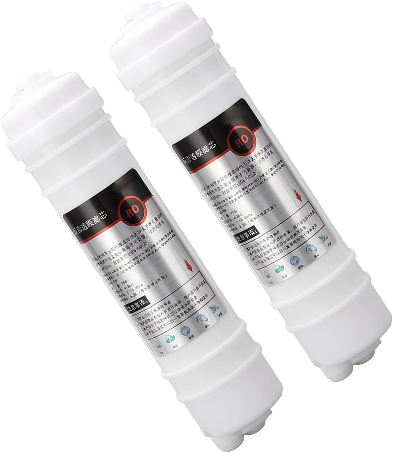 2 Pieces Reverse Osmosis Membrane Filter Element Replacement for Water Purifier Systems - 10 Inch Korean Style Quick Connect Integrated RO Membrane - 75 GPD with 0.0001 Micron