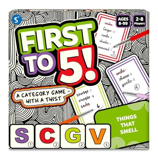 Skillmatics Board & Card Game - First to 5, Category Game with a Twist, Perfect for Parties, Family, Game Night, Quick Thinking, Gifts for Kids, Teens, Adults, Ages 8, 9, 10 & Up, 2-8 Players