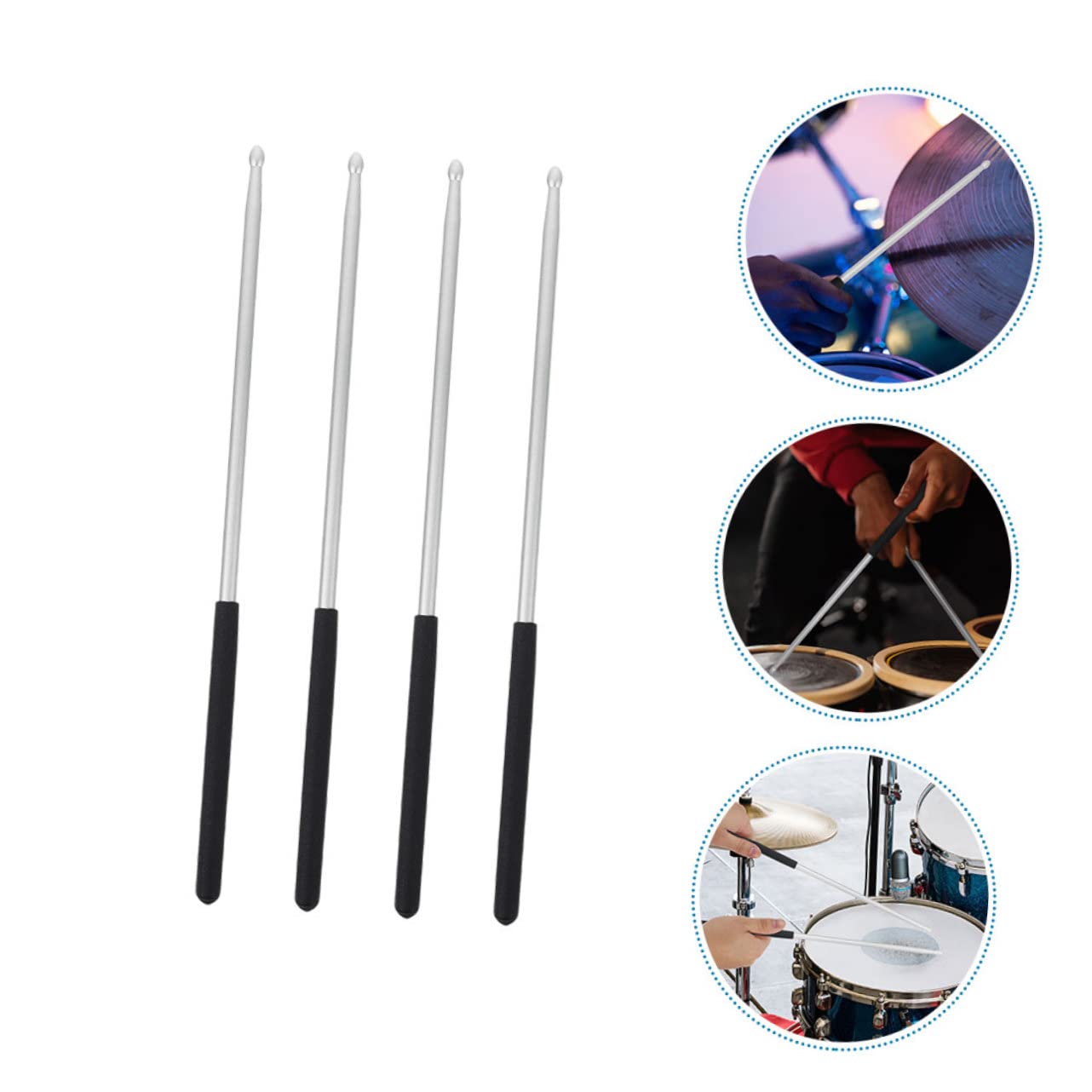 YARNOW 4pezzi Bacchette Per Batteria in Lega Alluminio Bacchette Per Batteria Senza Packaging Adatte Strumenti Percussione Acustici Ed Elettronici Impugnatura Antiscivolo e Design Forma d