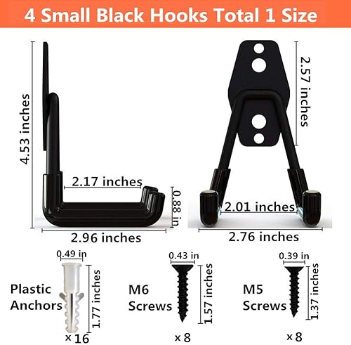 Miniatura 4 de Garaje utilitario doble ganchos, organizador de almacenamiento de acero resistente para montaje en pared con revestimiento antideslizante, capacidad