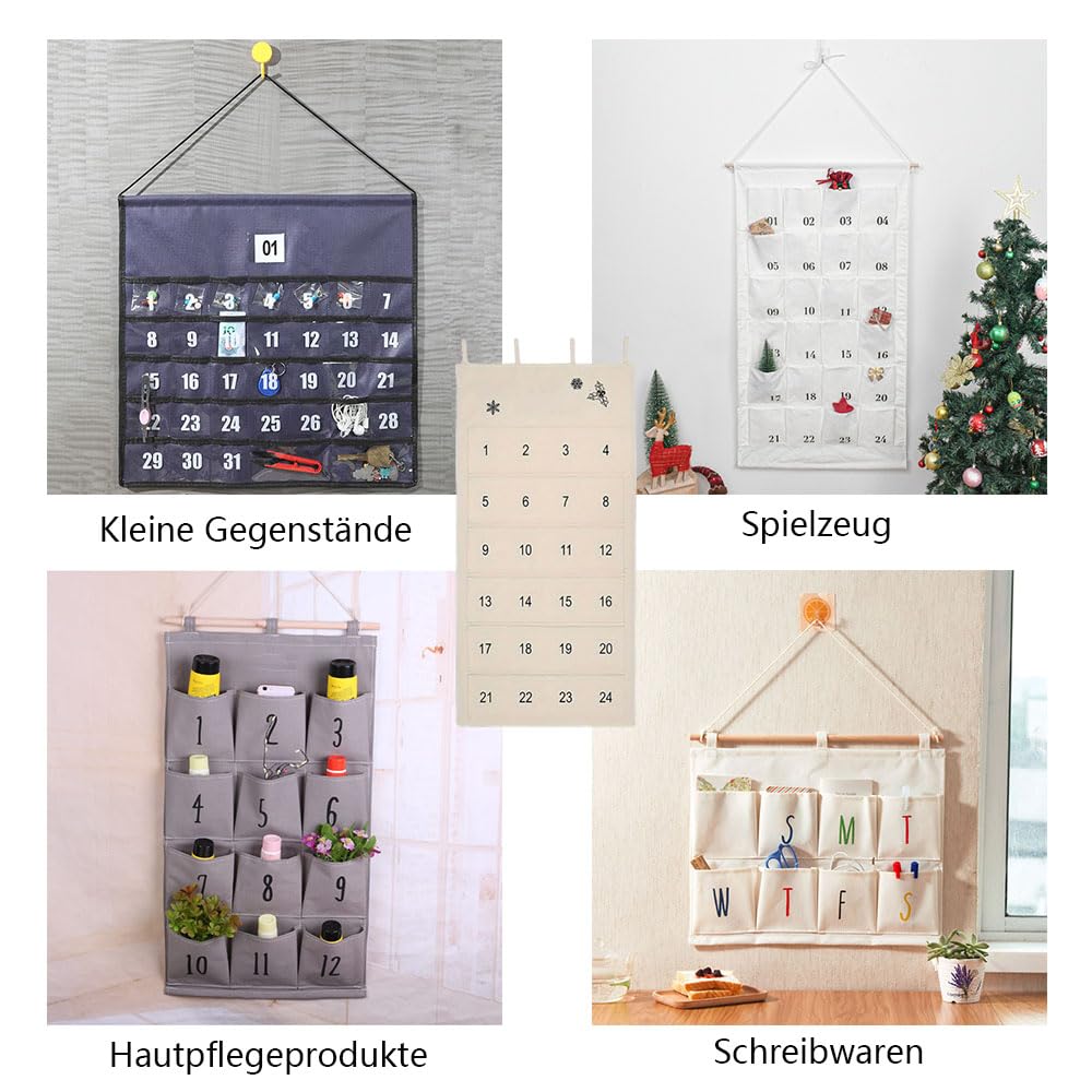 Adventskalender zum Befüllen aus Stoff 58 * 118cm Einfach zu bedienen dick und stabil Adventskalender Wandteppich Kann an Wänden Türen Leitern Fenstern oder Weihnachtsbäumen aufgehängt Werden
