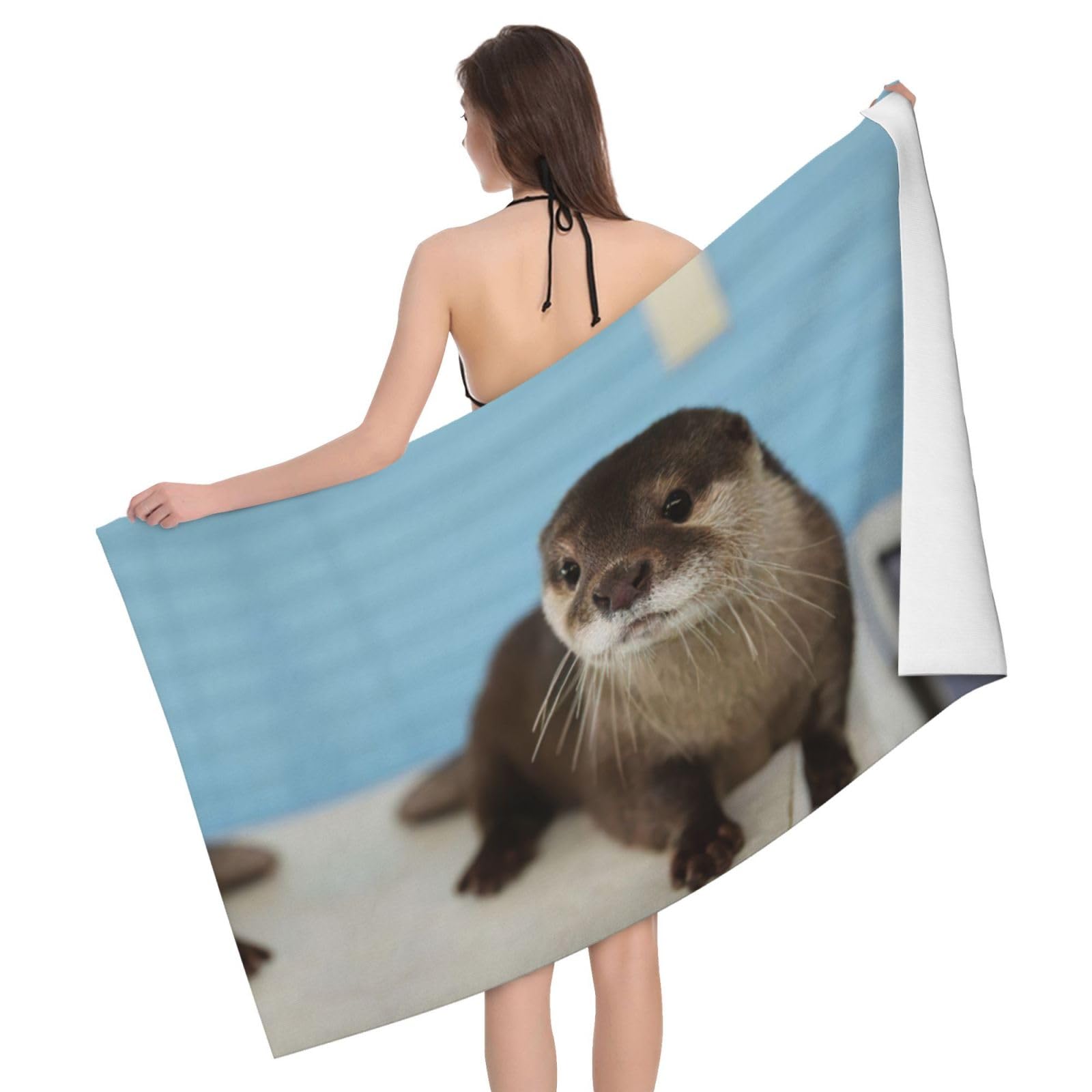 Serviette de bain microfibre loutre 81x132 cm douce et absorbante