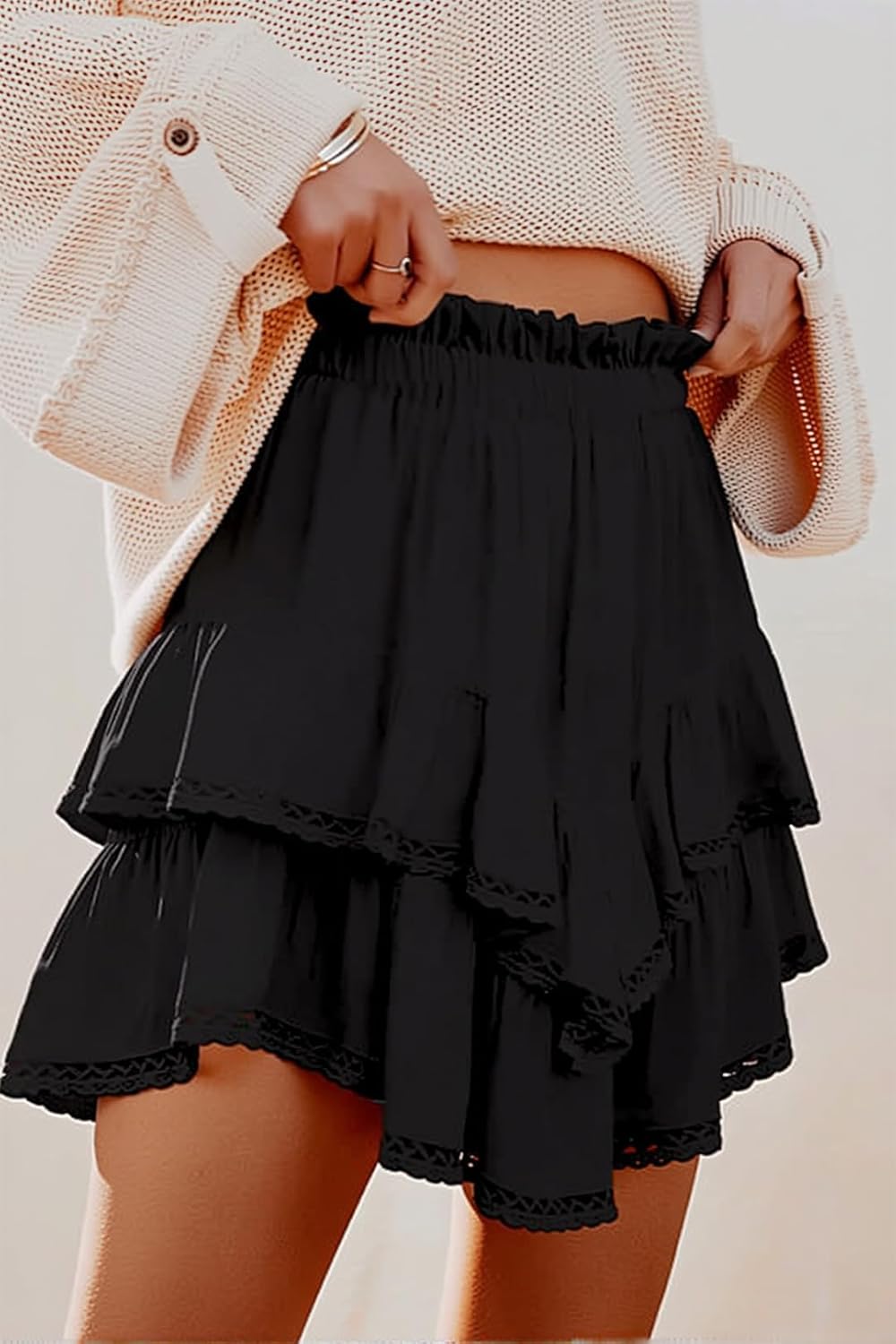 Women's Pleated Beach Skirt High Waist Athletic Tennis Skorts for Woman Mini Boho Ruffle Trendy Golf Short - Image 3