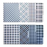 Decorative File Folders 8 Pack - 8 Different Blue Plaid Fashion Designs, 1/3 Cut Tabs Letter Size 9x