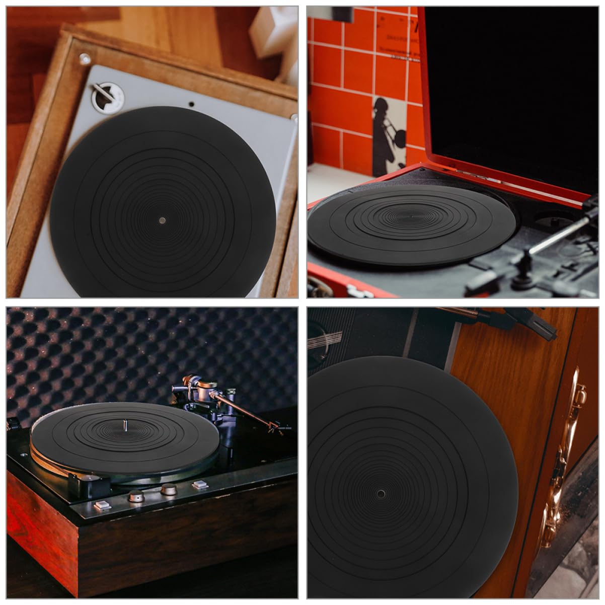 VICASKY Turntable Mat for Vinyl Records 2pcs Record Player Mat Vinyl Record Mat Slipmat Anti-static Silicone Pad
