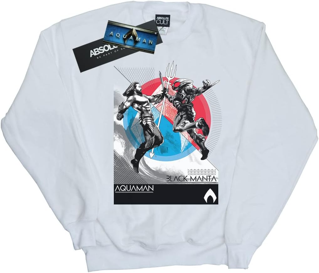 DC Comics Boys Aquaman Vs Black Manta Sweatshirt White 7-8 Years