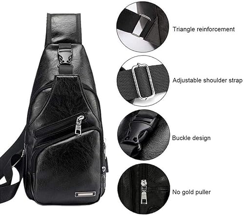 Miniatura 5 de Mochila estilo bandolera de piel para hombres y mujeres bandolera de hombro al pecho mochila de uso diario para viajes al aire libre campamento