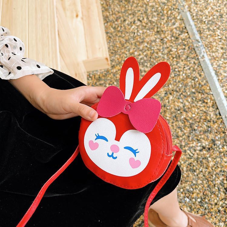 Image of SYGA Children Rabbit & Bow Sling Messenger Bag Coin Bag Cartoon Backpack PU Leather Kitten Handbag for Toddlers Kids