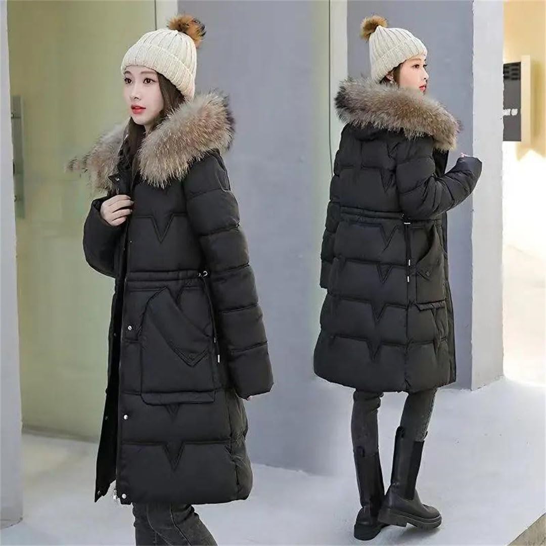 Women Winter Puffer Jacket Warm Parkas Fashion Fur Collar Hooded Long Coat Oversize Thick Warm Overcoat