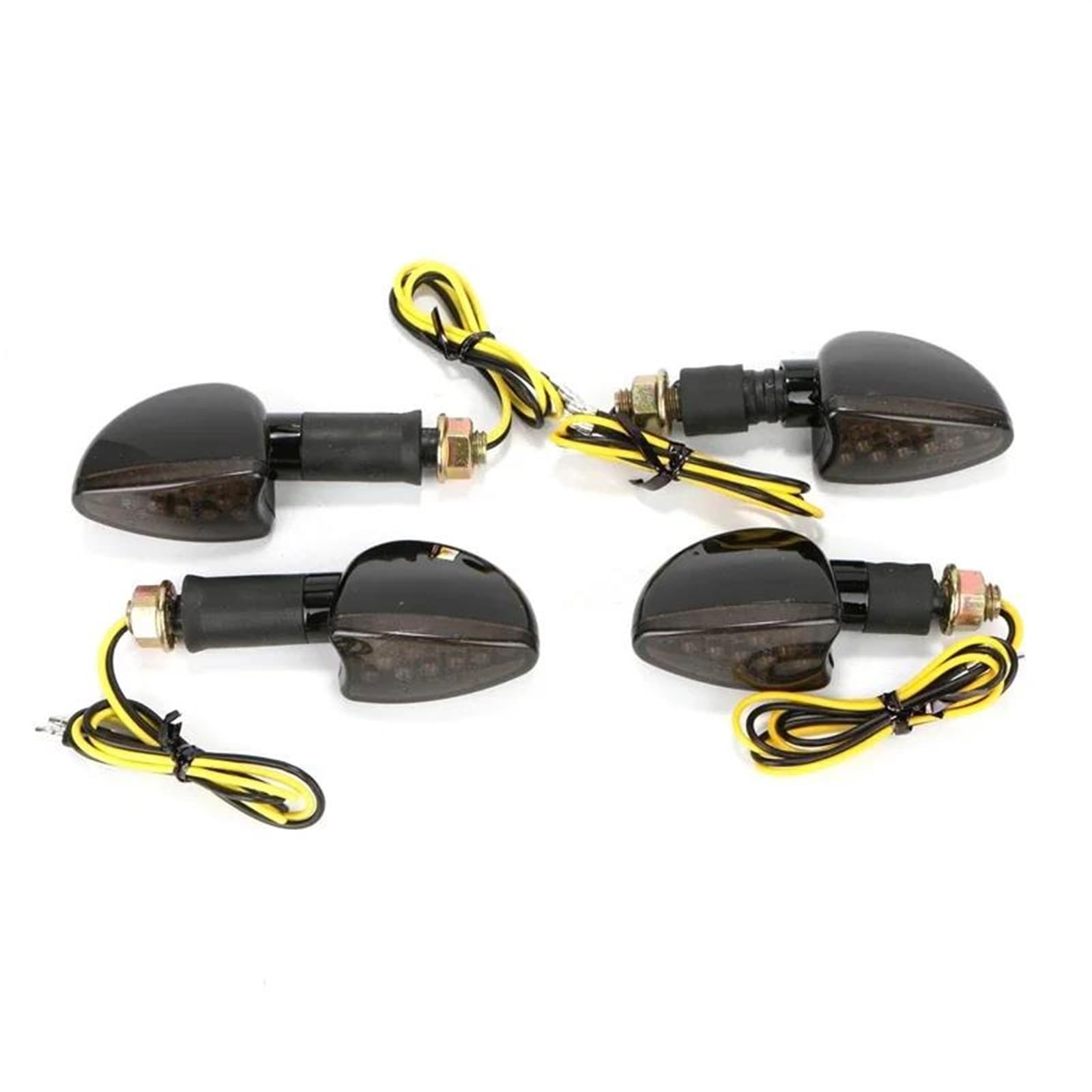 pour GROM MSX125 MT-09 Lot De 4 Clignotants Universels pour Moto 12 LED Flexibles(4pcs Black+Smoked Shells)