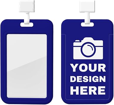 Custom Id Card Holder Personalized Lanyard Card Holders Design Your Own Photo Logo Text Customize Card Protector Cover Case for Medical Staffs Teacher Student Nurses Blue1 Vertical