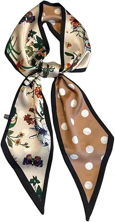 JERLA Mulberry Silk-Like Head Scarf Hair Band Ribbon for Women