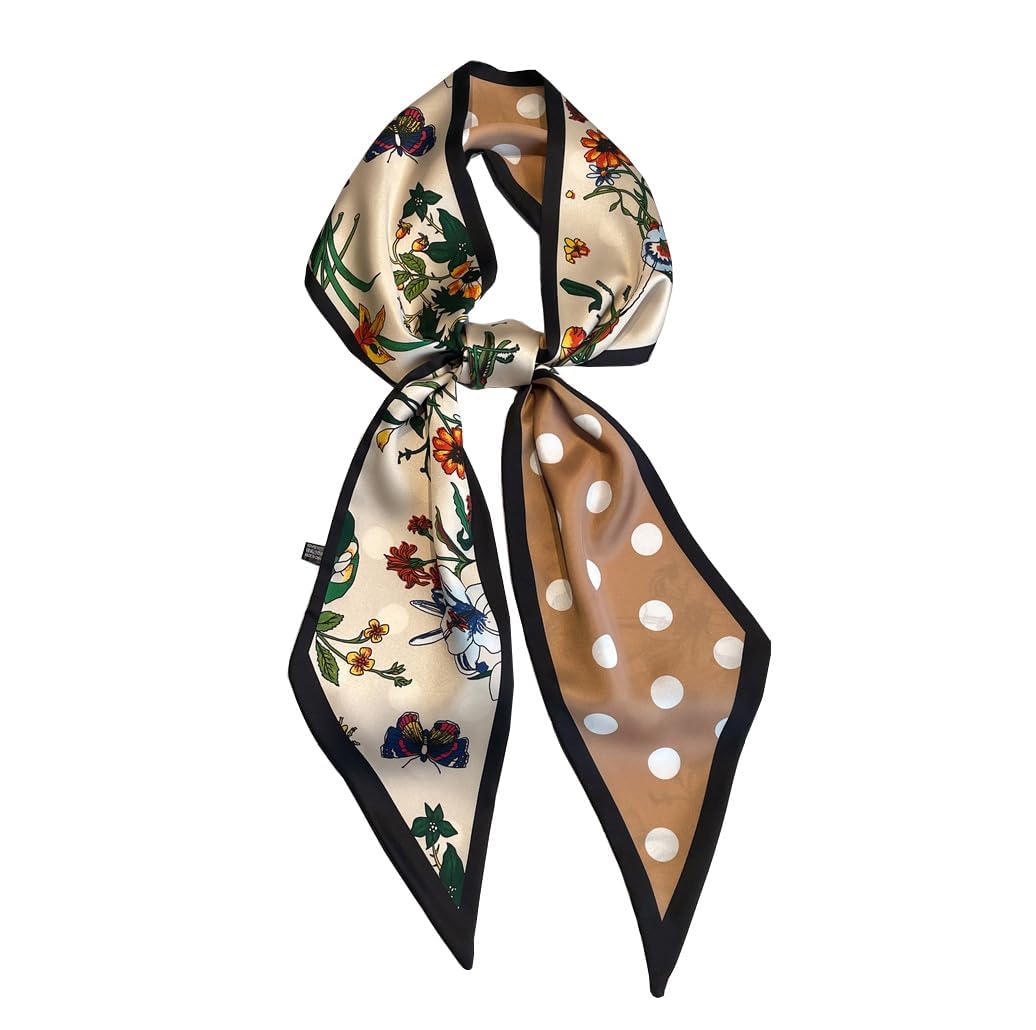 JERLA Mulberry Silk Like Head Scarf Hair band Ribbon Women's Fashion Neck Satin Scarfs for Bag Hair handbag Scarves