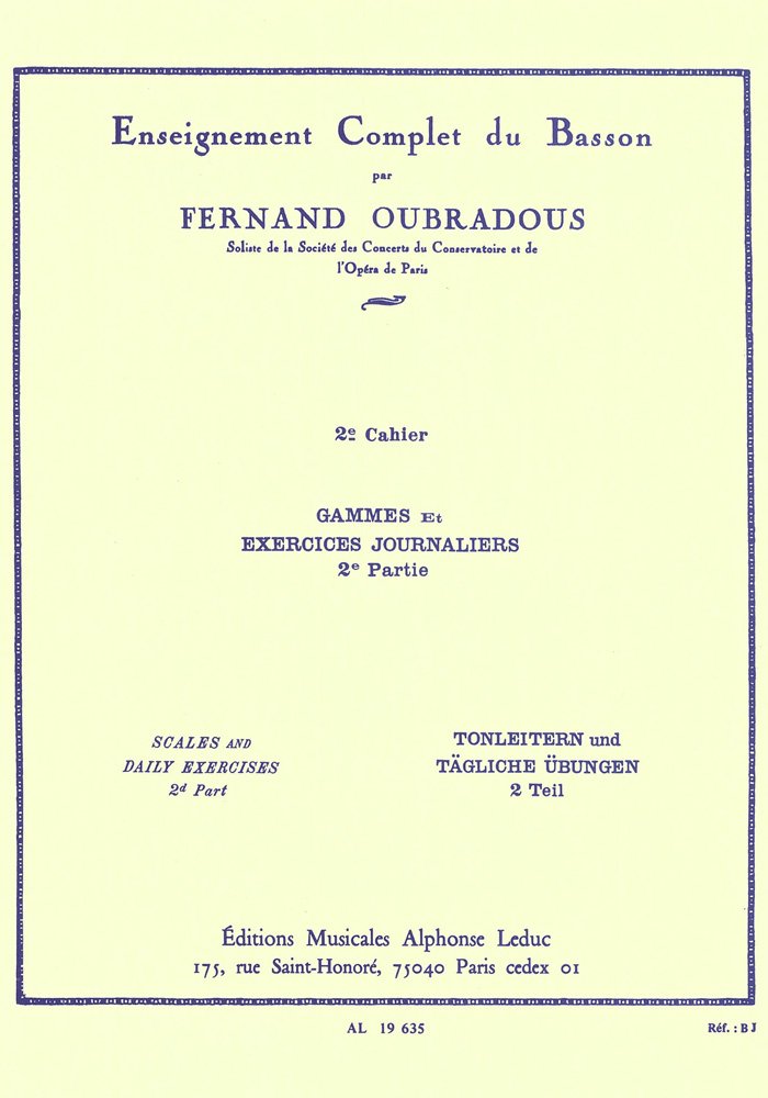 FERNAND OUBRADOUS COMPLETE METHOD FOR BASSOON VOL. 2