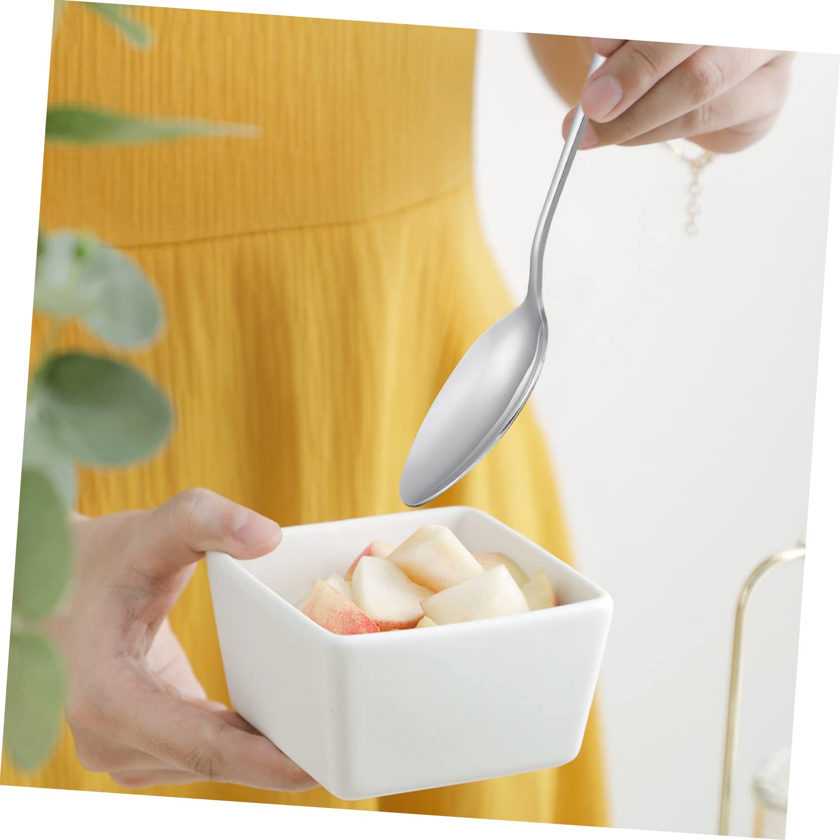 Cabilock 6Pcs Stainless Steel Serving Spoon Ergonomic Design for Dinner Dessert Soup and Barbecue Wear Resistant and Mirror Finished Housewarming