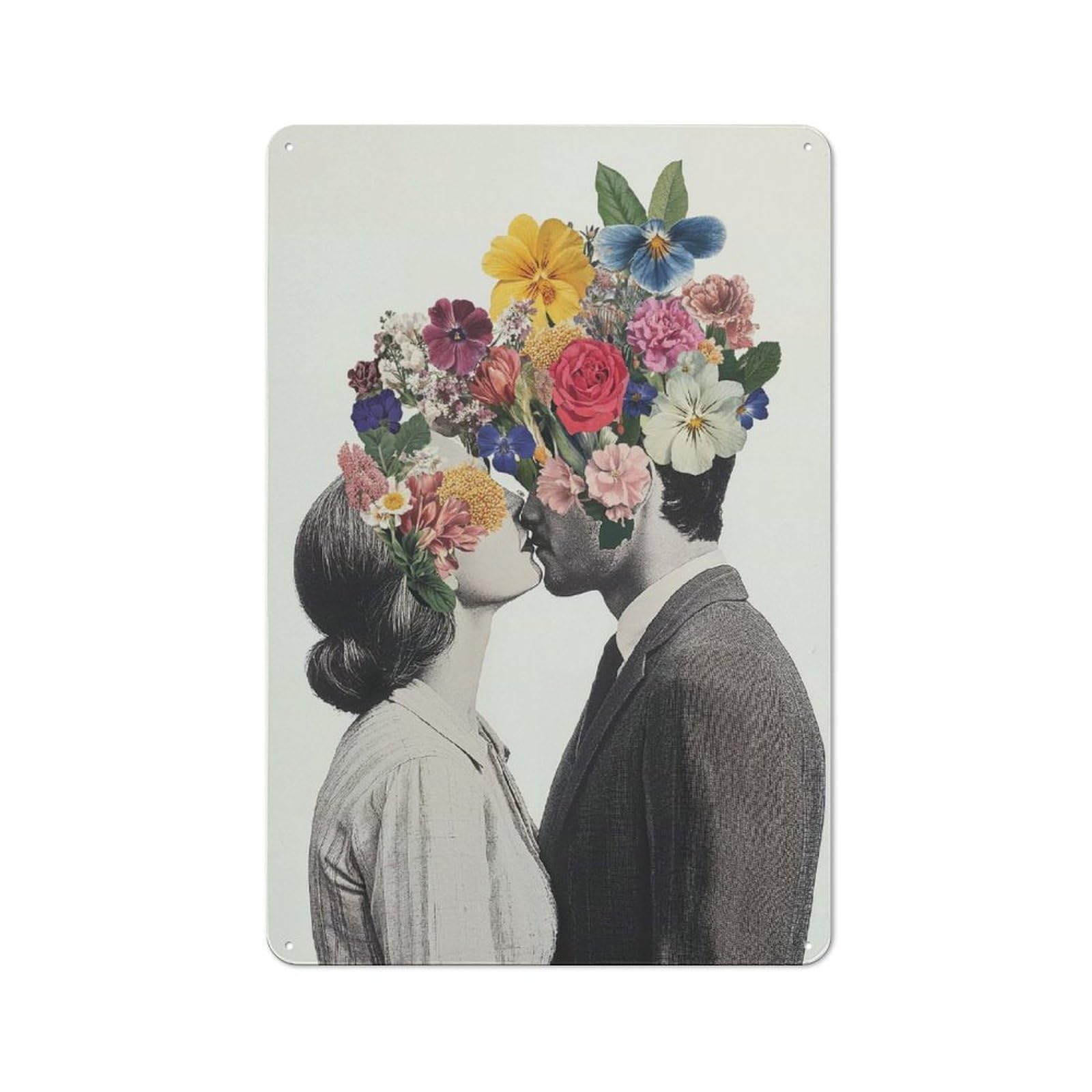 Junmoney Style-13 Outdoor Room Shed Metal Sign 30X20cm Featuring Floral Kiss Collage, Shed Wall Decor For Shed, Garden Room, Porch Or Garage