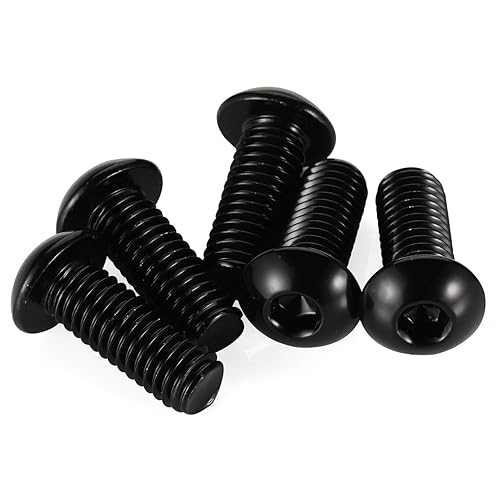 Miniatura 8 de Tornillos de cabeza de botón de 516-18 x 1", unidad de enchufe Allen, acabado negro 304 de acero inoxidable, cantidad 20