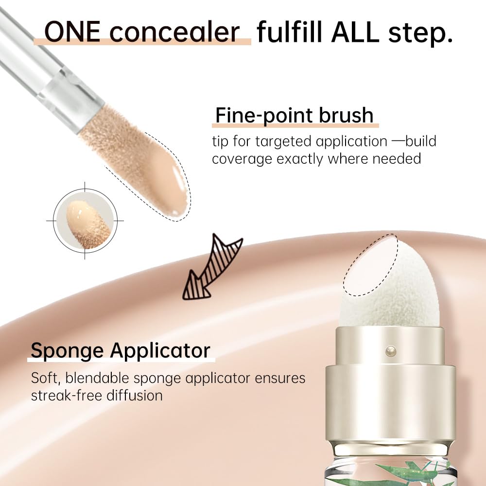CATKIN Anti Cerne Correcteur Liquide Couverture Complète,5.4ml | Texture eau-crème, Hydratante, Waterproof Longue Durée, Applicateur Double Extrémité, Convient aux Peaux Matures/Sensibles