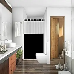 Cortina Persiana para Box de Banheiro Com Visor Antimofo Preta C/Ilhós Impermeavél Premium