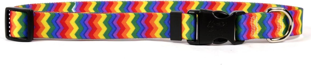 Yellow Dog Design Standard Easy-Snap Collar, Rainbow Stripe Chevron, Cat 8" - 12"