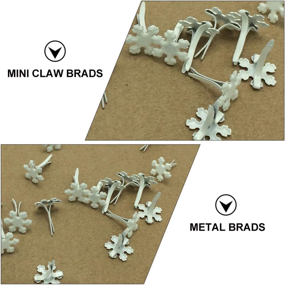 BESTOYARD 100pcs Christmas Paper Fastener Snowflake Brads Mini Metal Brads 12mm for Christmas DIY Craft Paper Crafts Scrapbooking Card Making