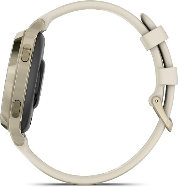 Garmin Lily 2 Active, Lunar Gold with Bone Silicone Band, Small and Stylish Smartwatch, Built-in GPS, Hidden Display, Patterned Lens, Up to 9 Days Battery Life Power Bank Bundle