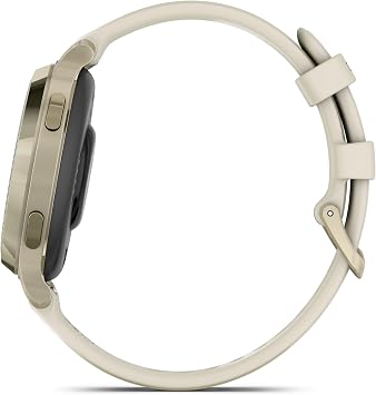 Garmin Lily 2 Active, Lunar Gold with Bone Silicone Band, Small and Stylish Smartwatch, Built-in GPS, Hidden Display, Patterned Lens, Up to 9 Days Battery Life Power Bank Bundle