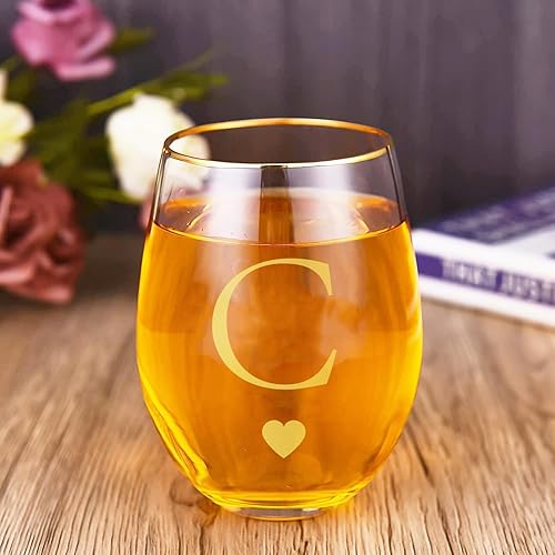 Miniatura 6 de MOMRNTAIL Vaso de vino sin tallo de 15 onzas, regalo de graduación para ella, regalos con monograma para mujeres y hombres, regalos de cumpleaños,
