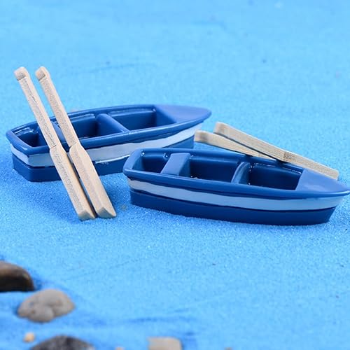 Miniatura 4 de SAFIGLE 5 juegos de decoración de mini barcos y paletas, miniatura náuticas de resina y madera para casa de muñecas, jardín, hogar, vacaciones y
