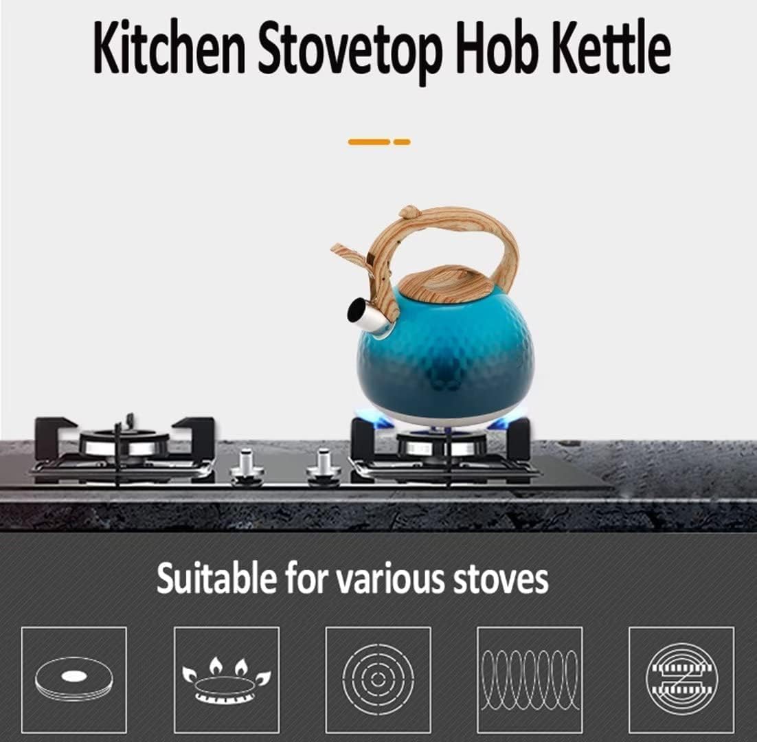 Tea Kettle Stovetop Stainless Steel Whistling Kettle with Handle 3L Hot Water Boiler Kettle Kitchen Stovetop Tea Kettle Pour Over Kettle