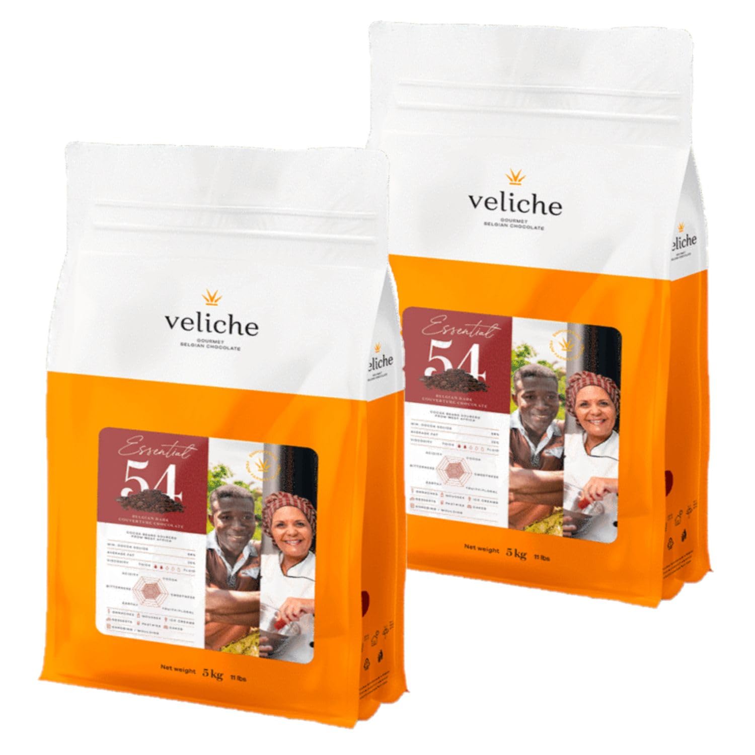 Lot 2x Chocolat de couverture noir 54% de cacao - Sachet 2,5kg