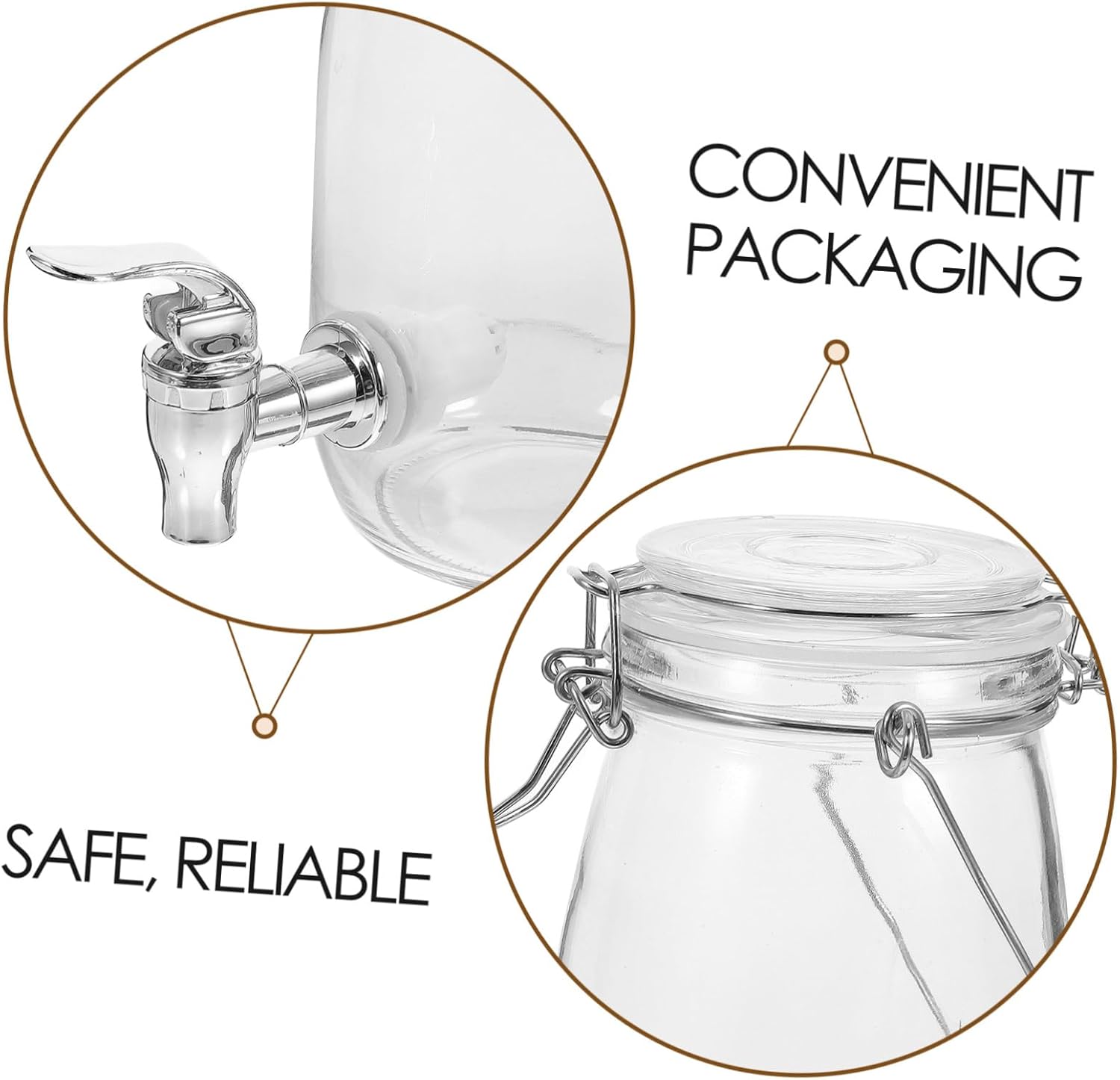 Healifty Glass Beverage Dispenser with Faucet Sealed Lid Glass Drink Barrel for Wine Juice Storage Convenient Spigot Drinking Container for Home Kitchen Parties