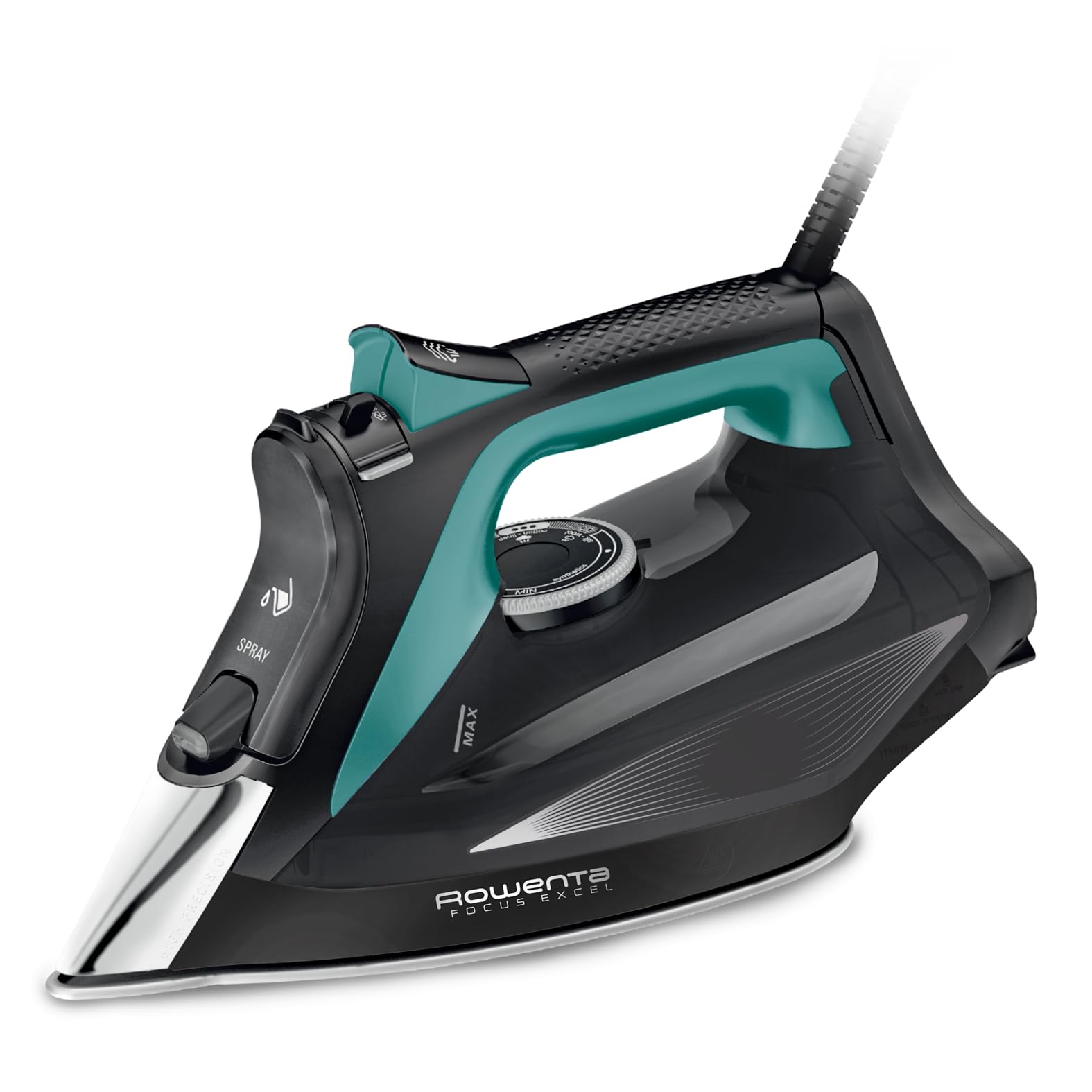Rowenta Focus Excel - Plancha de Vapor 2700 W | Suela Microsteam 400 HD, Vapor 45 g/min, Golpe 200 g/min, Punta Precisa, Antigoteo, Eco, Depósito 300 ml, Vapor Vertical (Reacondicionado)