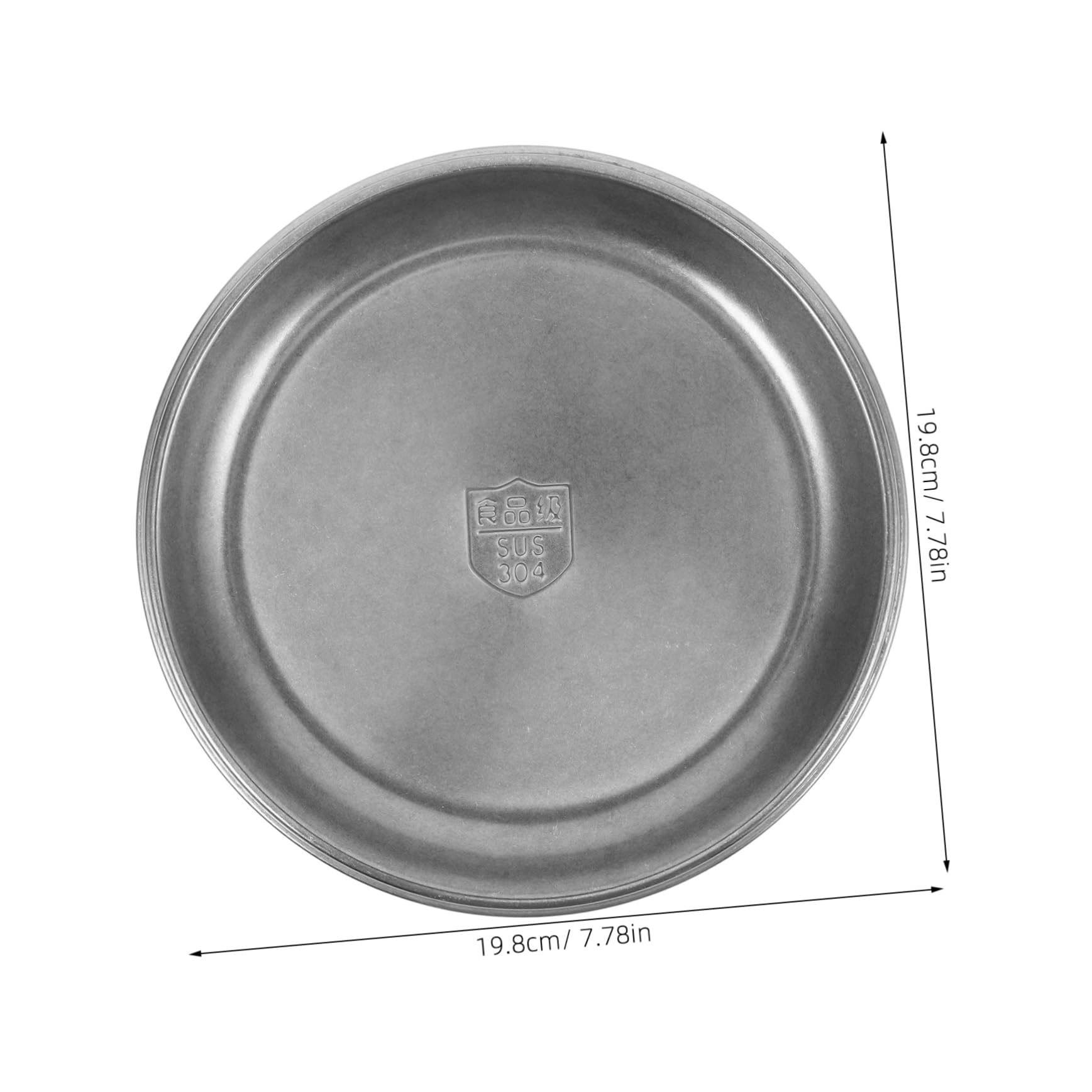 OFFSCH Vintage Round Plate Stainless Steel Serving Tray Retro Dish for Meat Fruit Desserts Stackable 20cm