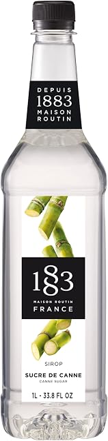 1883 Maison Routin Premium Cane Sugar Syrup for Cocktails, Mocktails, Coffee & Iced Tea PET 1L