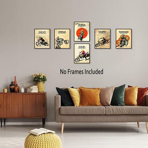 Miniatura 2 de Arte de pared vintage de motocross para hombre, pósteres de arte de motocicletas, arte de pared en lienzo de deportes extremos para cueva de hombre,