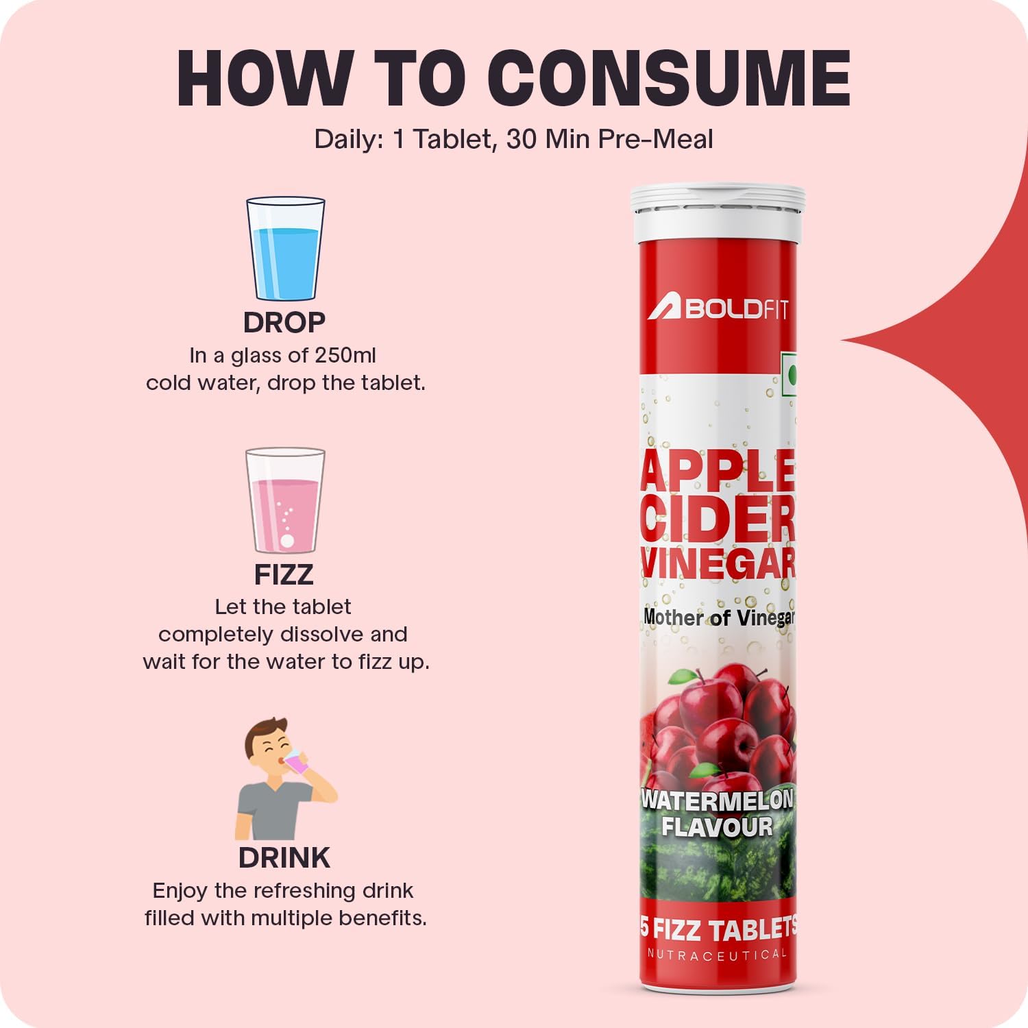 Review Boldfit Apple Cider Vinegar Effervescent Tablets With