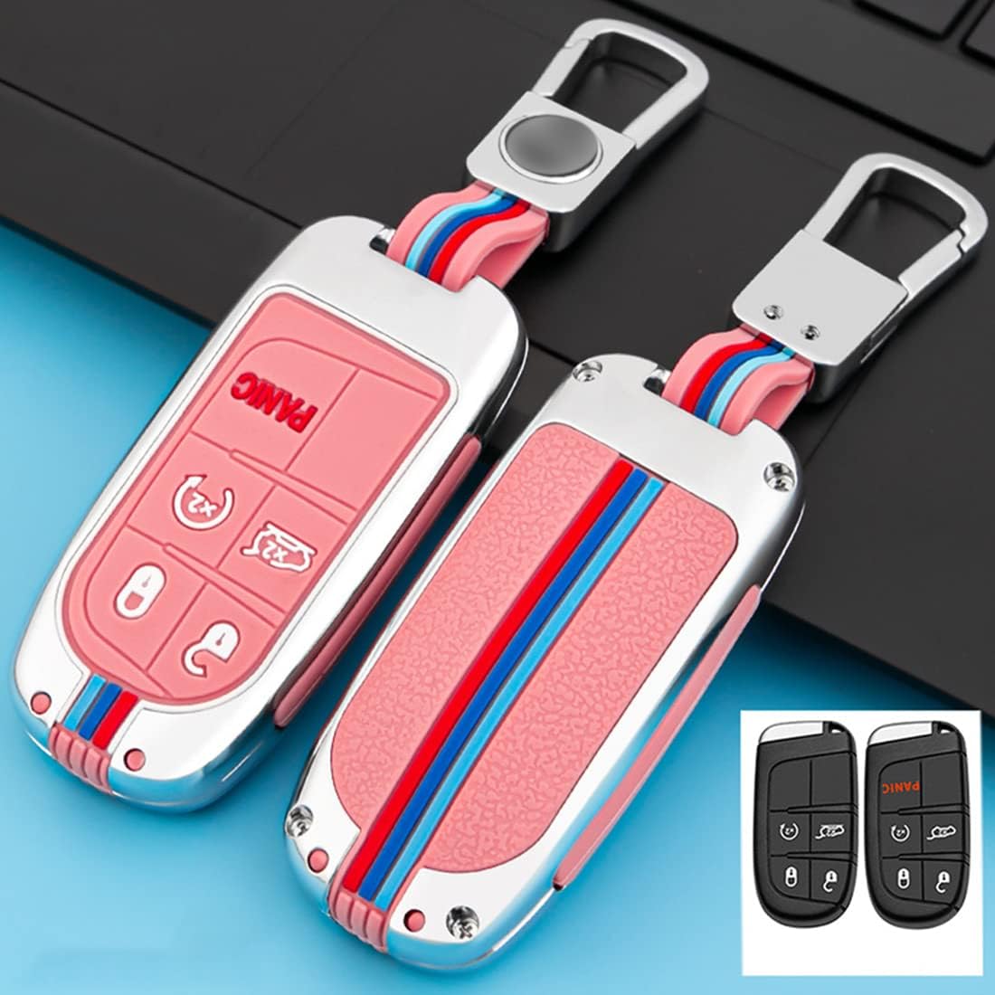 Zinc Alloy Metal Key Fob Case for Jeep Grand Renegade Cherokee Chrysler 200 300 Dodge RAM Durango Charger